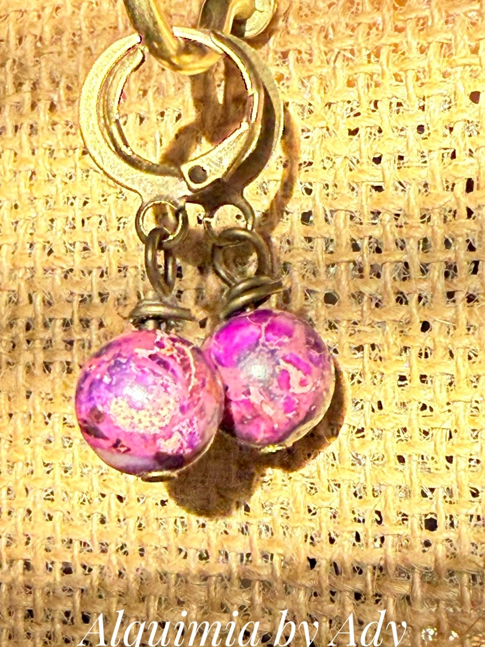 Alquimia Purple Marble Bead Drop Earrings